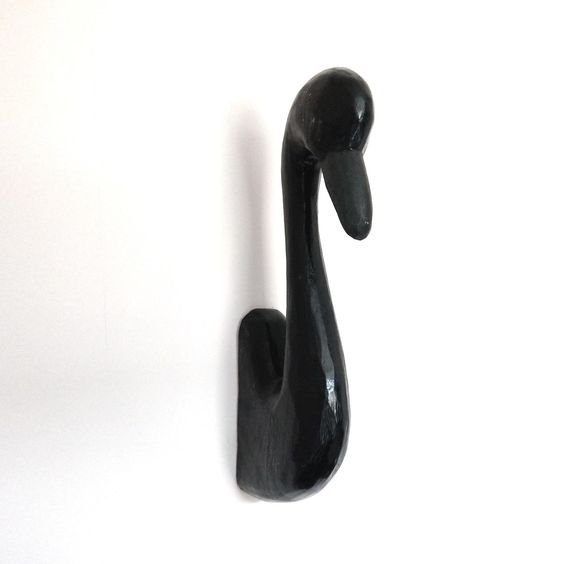 Black Wooden Swan Wall Hook