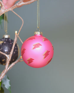 Pink lightening Bowie Christmas Tree bauble at Albert & Moo