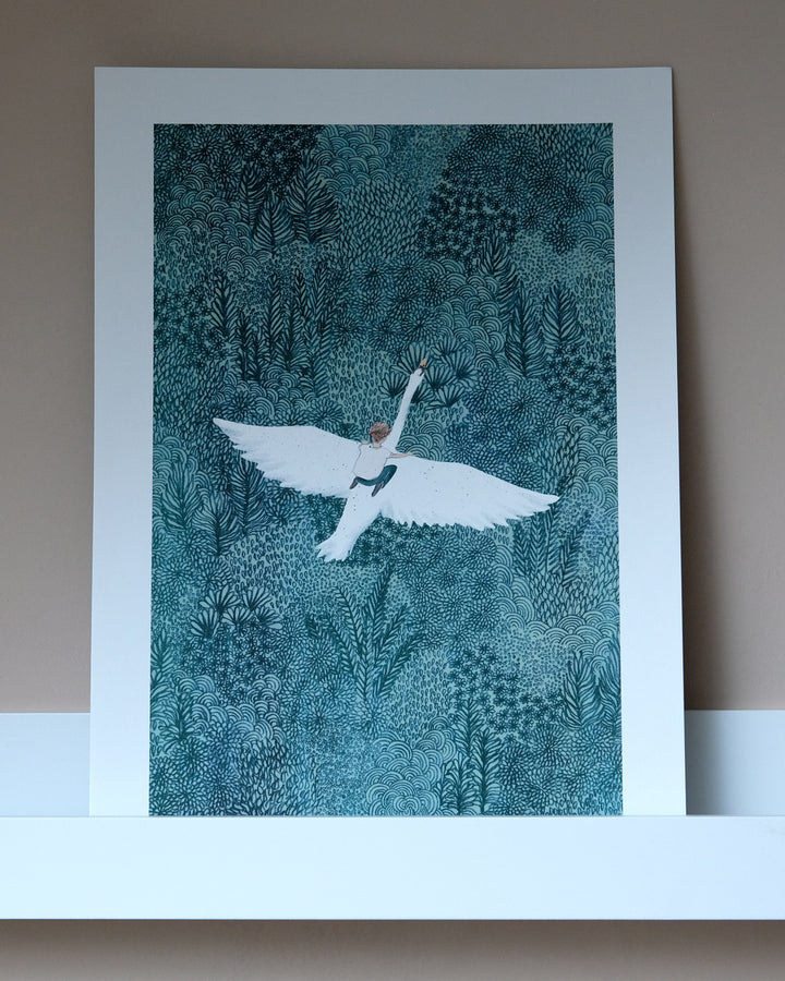 The Swan A3 Print by Fleck Illustration at Albert & Moo
